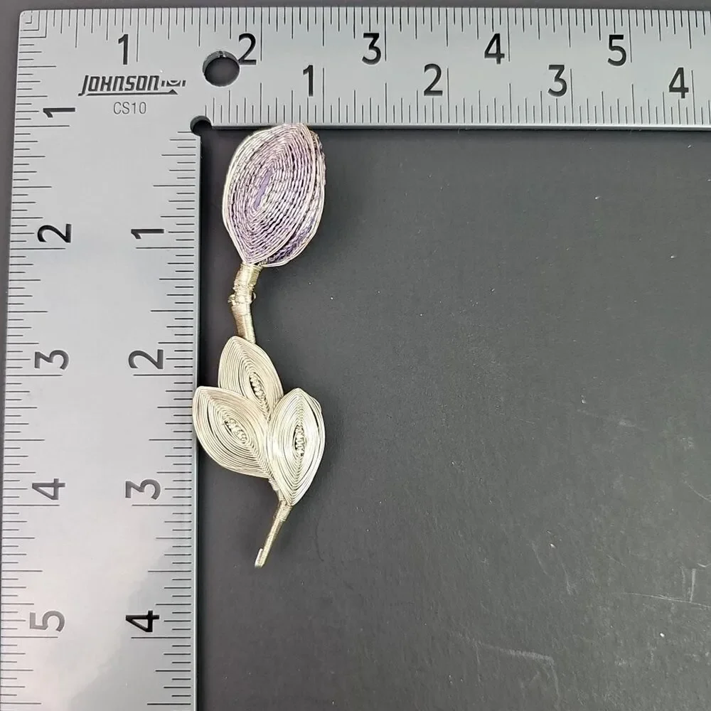 Vintage Wire Work Filigree Floral Brooches Two Different Styles Silver Gold Tone